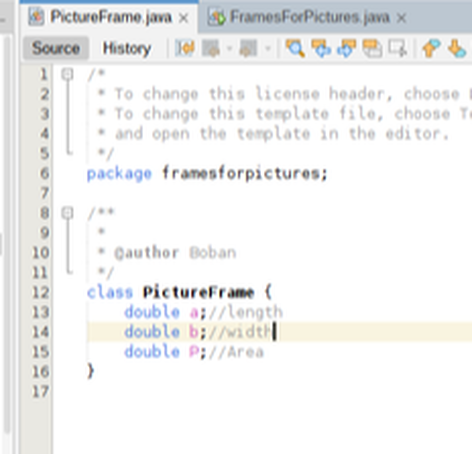 objects in java examples: Class PictureFrame-definition