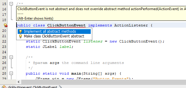 Button Click Event. Implementing abstract methods