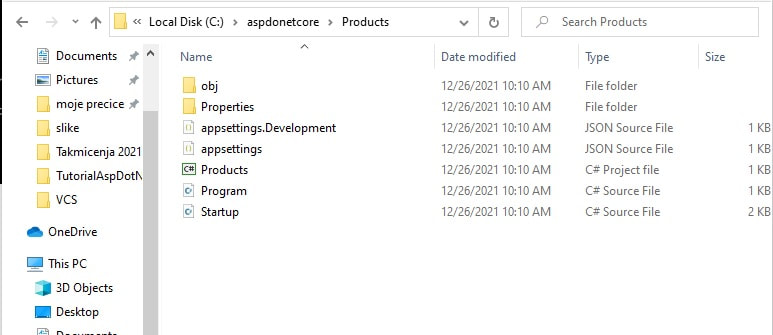 Aspdotnet core-Struktura potrebnih fajlova u root folderu