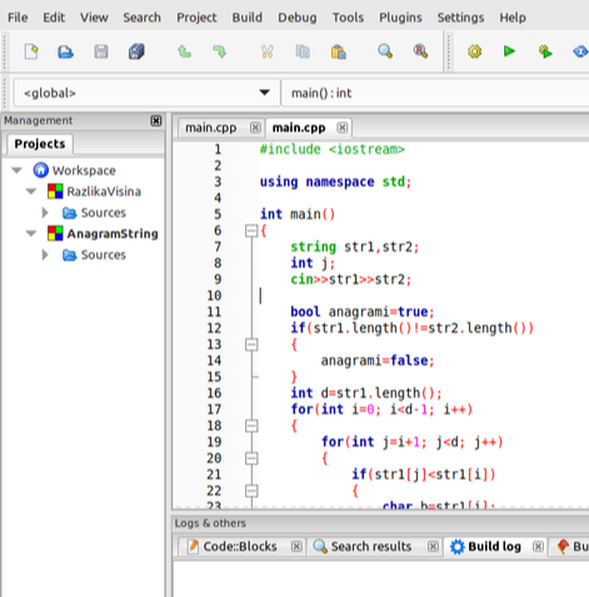 C++ programiranje: Primer koda u C++ kreiranog pomoću CodeBlock-a