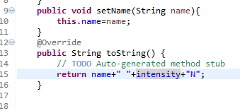 Figure 16: Invoking an inherited toString () method, in the WeightOfBody class, using the word 